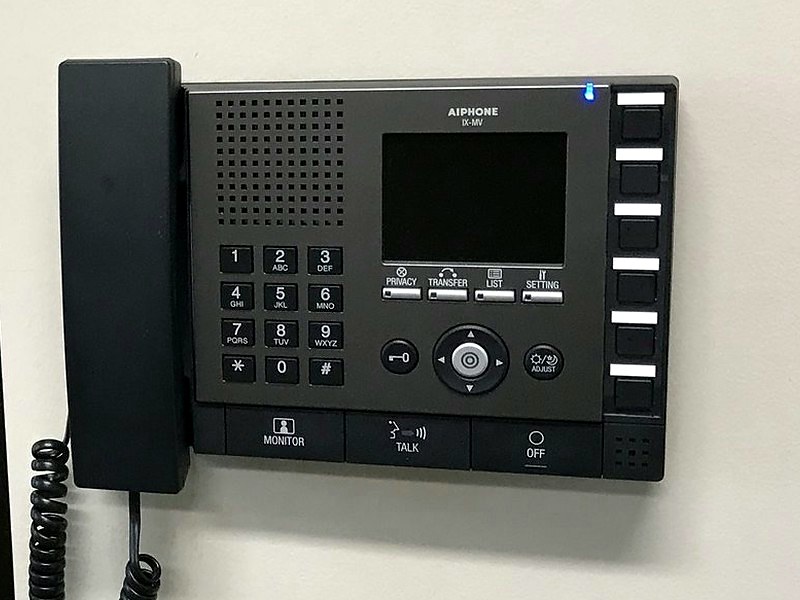 Aiphone IX-MV commercial IP video intercom master station installed at a reception window by Michigan Security Systems