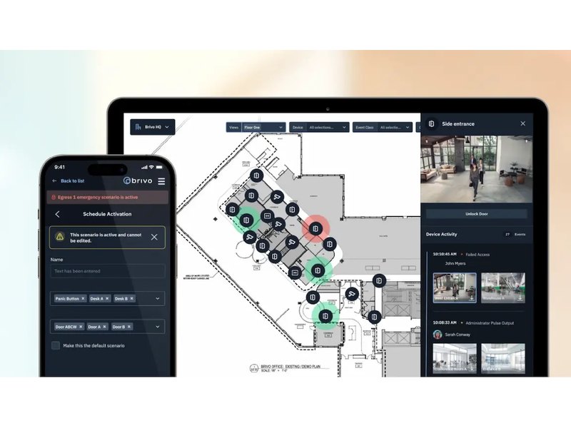 Property manager viewing the Brivo cloud dashboard managing multiple commercial locations - Brivo multi-site access control by Michigan Security Systems, authorized Brivo dealer serving Michigan, Ohio and Indiana