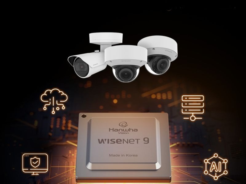 Hanwha Vision Wisenet 9 AI System on a Chip powering Wisenet P Series 4K AI security cameras - Hanwha Vision camera systems installed by Michigan Security Systems, authorized Hanwha dealer serving Michigan, Ohio and Indiana