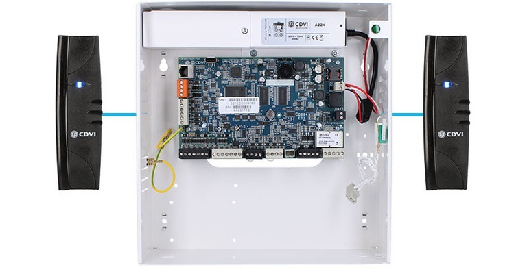 CDVI KRYPTO A22K military-grade encrypted two-door access controller with KRYPTO DESFire readers and encrypted credentials - high-security CDVI access control installation by Michigan Security Systems, authorized CDVI dealer serving Michigan, Ohio and Indiana