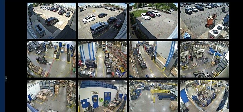 Multi-camera NVR security monitor display Michigan government facility