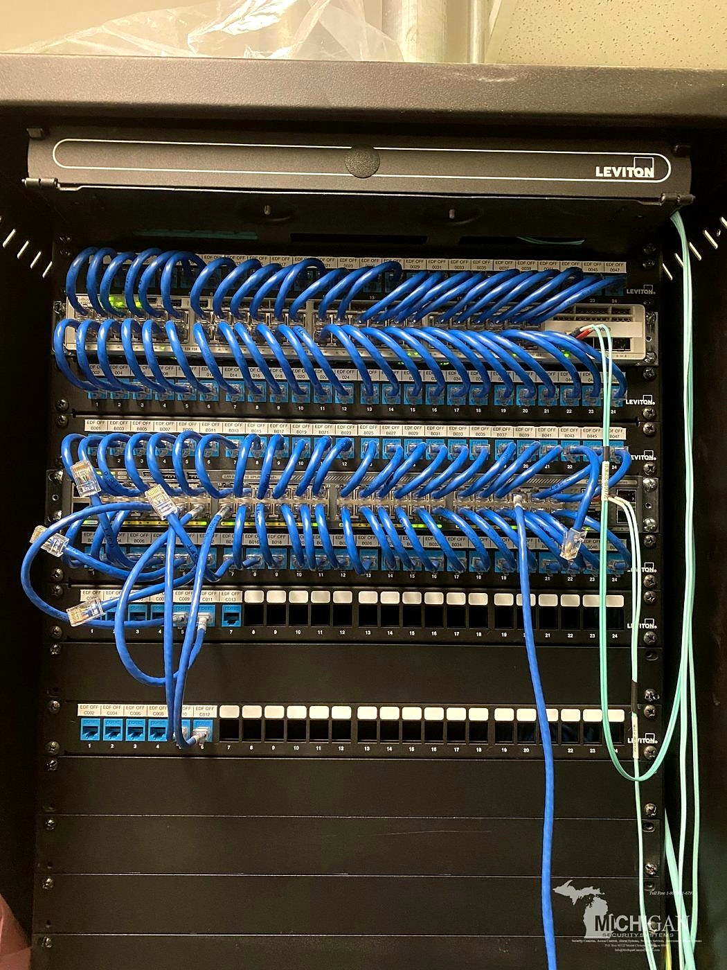Network rack Altronix power supply structured cabling Cat6 installation Michigan — commercial low voltage cabling installer — Michigan Security Systems