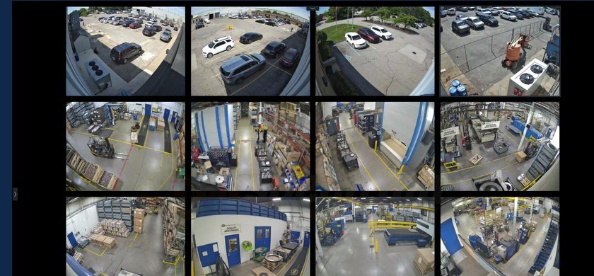 Multi-camera NVR security monitor display Michigan government facility