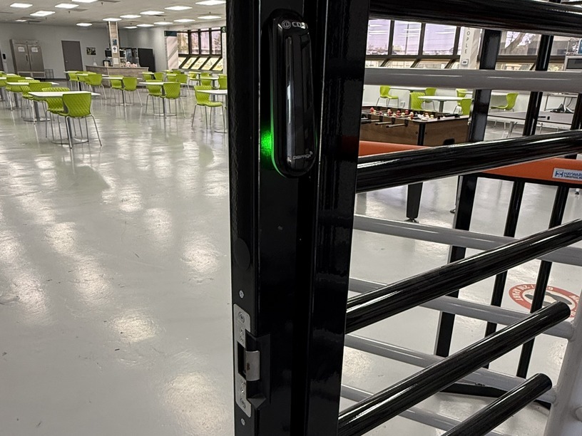 CDVI reader on turnstile cafeteria Michigan — Michigan Security Systems