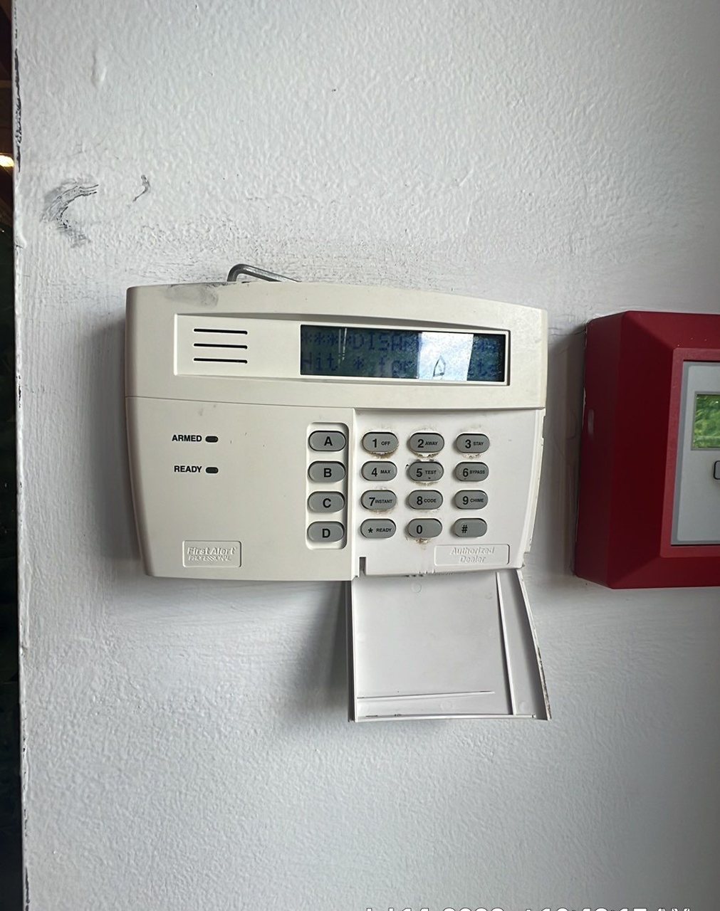 First Alert commercial alarm keypad — Michigan facility
