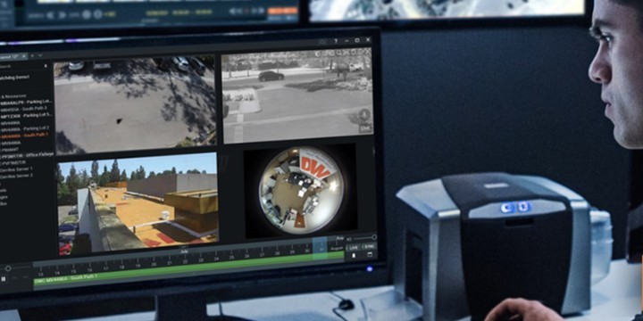 Digital Watchdog DW Spectrum IPVMS video management software on a monitoring workstation — Michigan Security Systems provides DW Spectrum setup and training