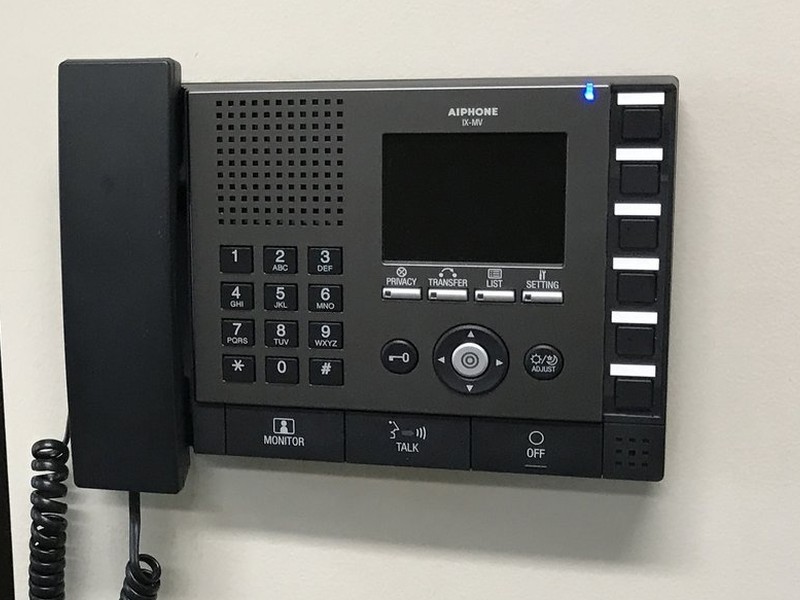 Aiphone IX-MV commercial IP video intercom master station installed at a reception window by Michigan Security Systems