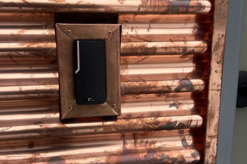 PDK Access Control Card Reader Installed on Corrugated Metal Wall — Outdoor Commercial Access Control Michigan Security Systems