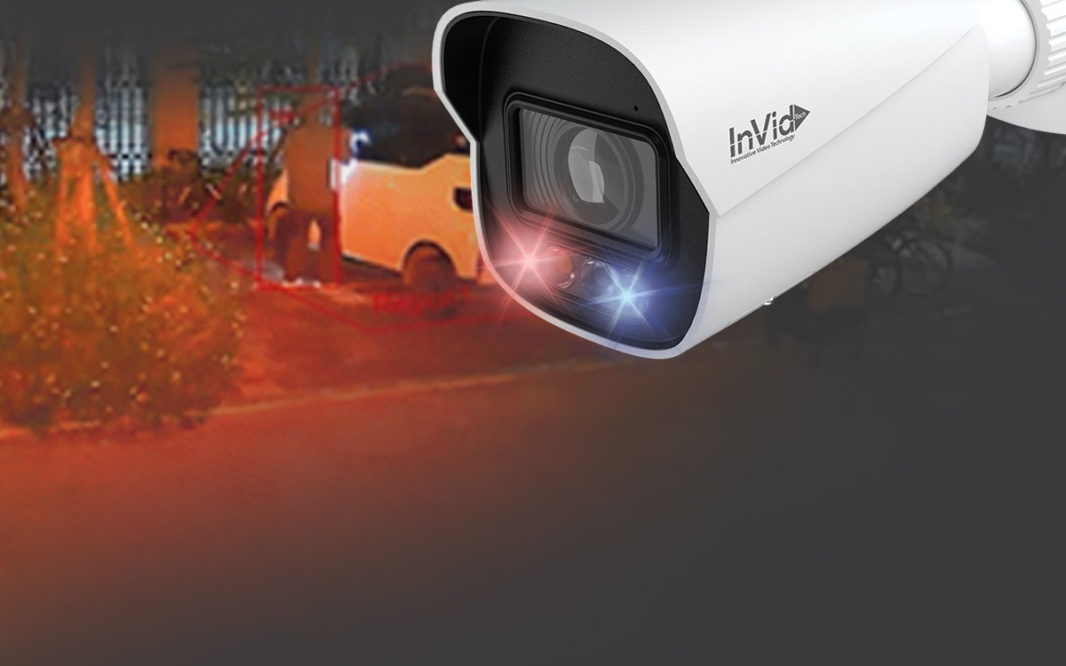 InVid Tech commercial bullet security camera with color night vision — installed by Michigan Security Systems, authorized InVid dealer