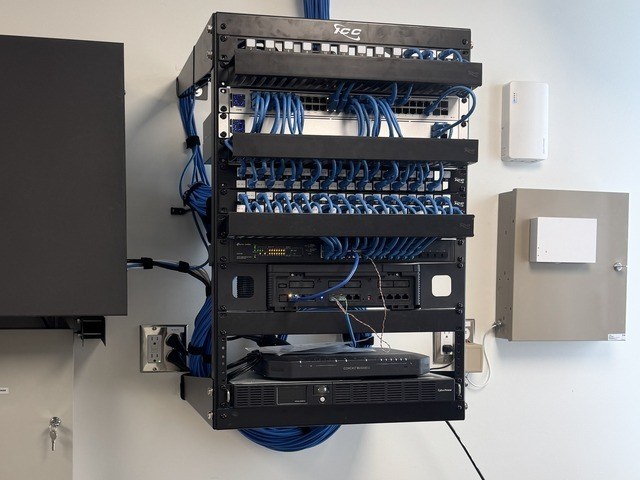 Server rack network wiring and camera monitor — Michigan Security Systems