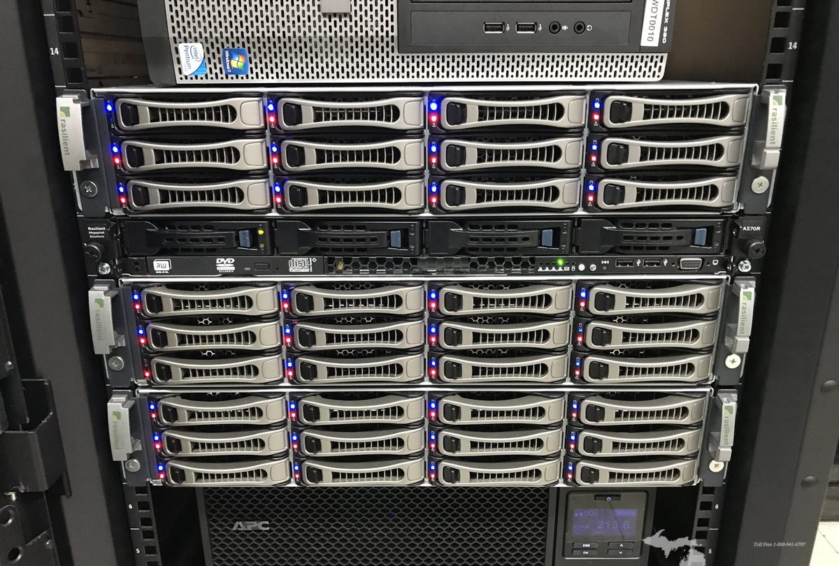 NVR DVR recording server rack with hot-swap drive bays — Michigan Security Systems