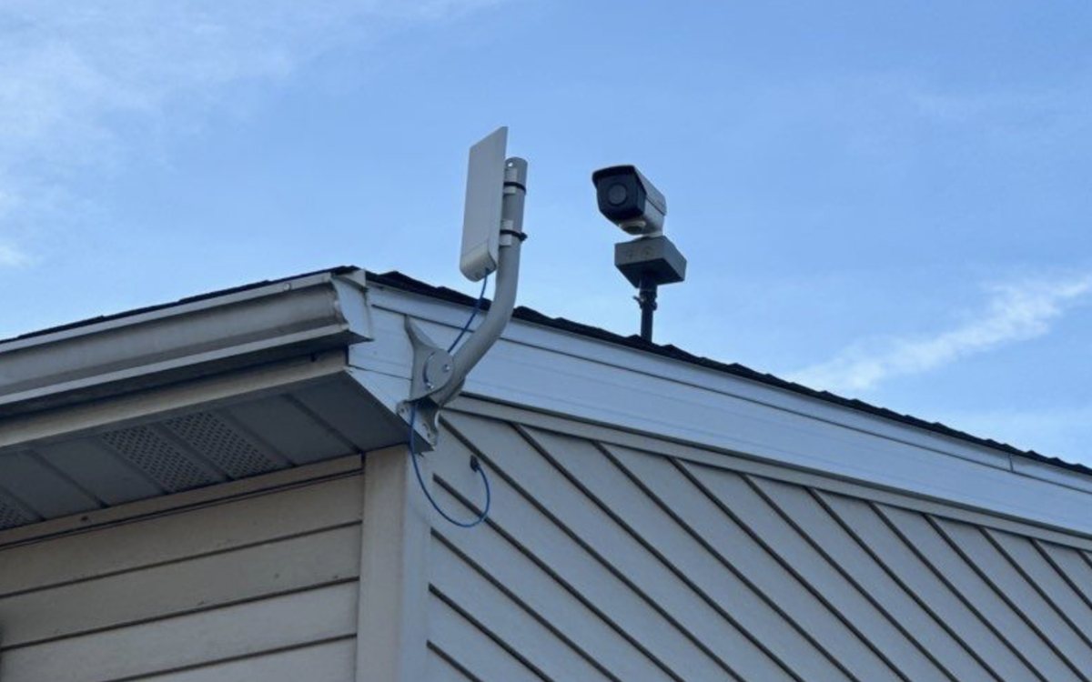 Roofline security camera overlooking a self-storage property — Michigan Security Systems