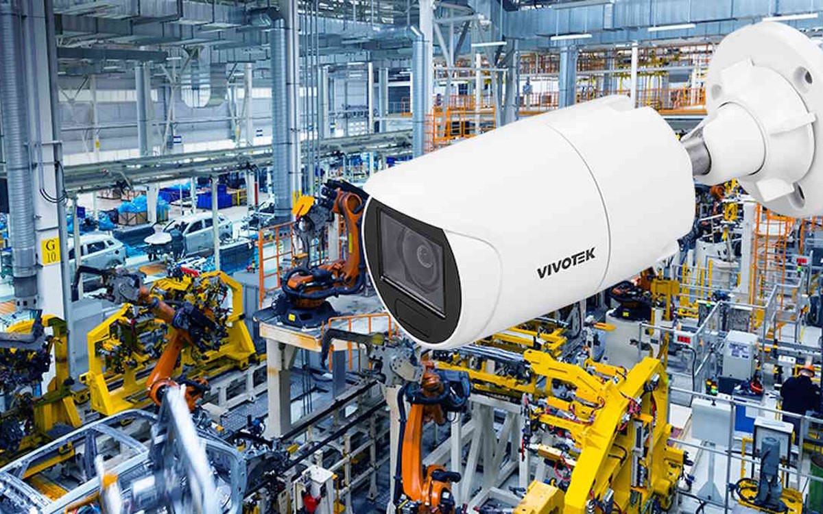 Vivotek commercial bullet security camera in an industrial facility — installed by Michigan Security Systems, authorized Vivotek dealer
