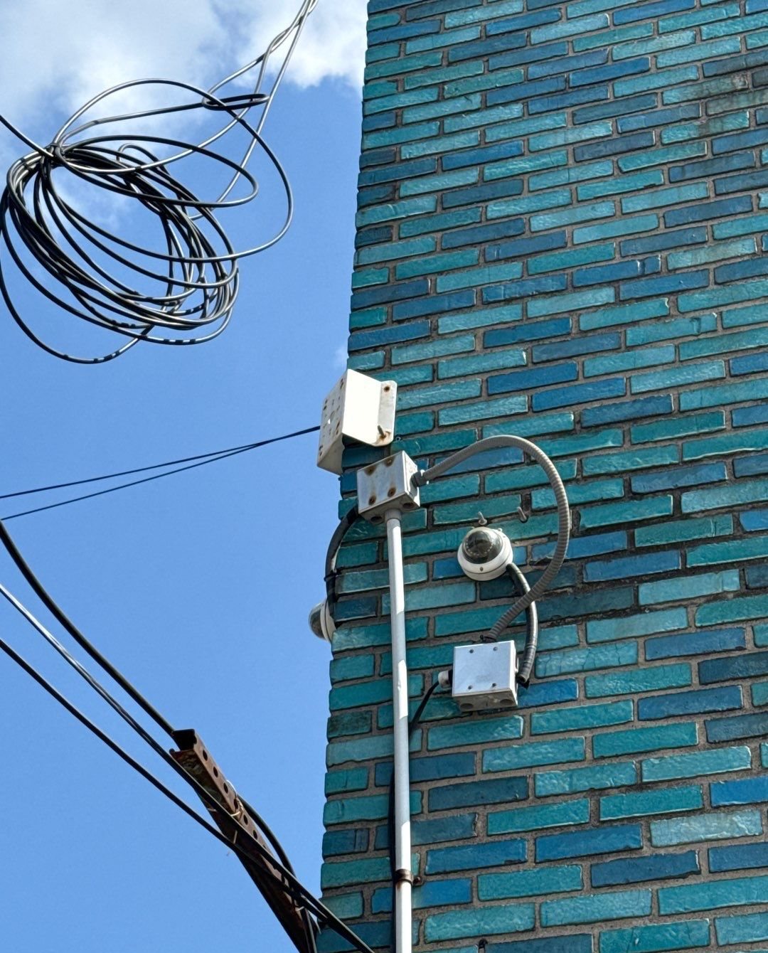 Outdated analog security camera before upgrade at River Rouge Police Department in River Rouge, Michigan