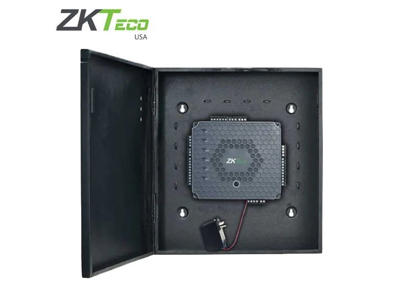ZKTeco access control panel and wiring professionally installed on a commercial backboard by Michigan Security Systems, authorized ZKTeco dealer serving Michigan, Ohio and Indiana